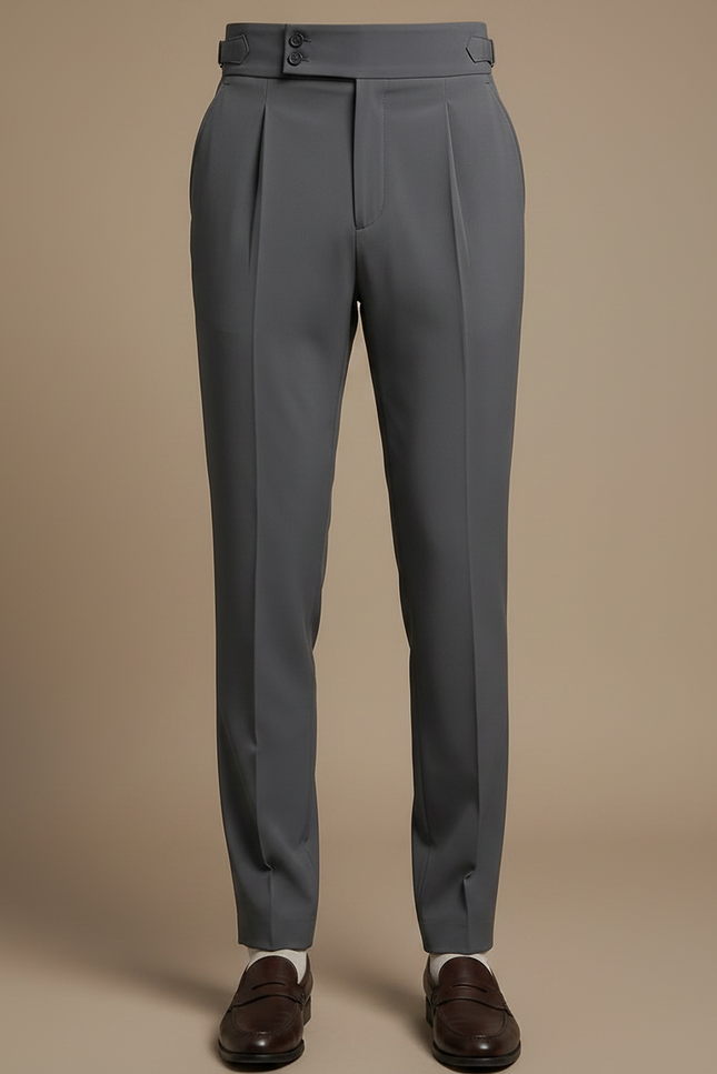 Pantalon À Pince Gris Élégant Coupe Slim Décontracté - Gabardine - vue 3