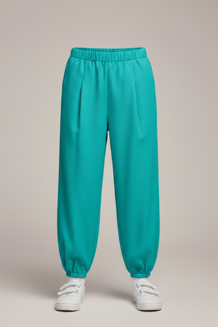 Pantalon À Pince Turquoise Ample Fluide Enfant - Bleu Polyester - vue 3