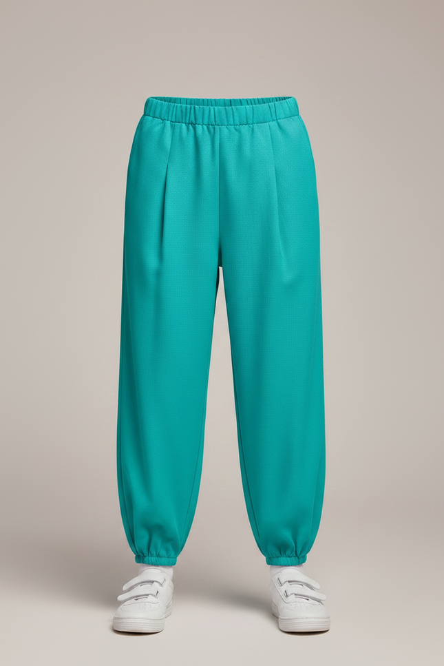 Pantalon À Pince Turquoise Ample Fluide Enfant - Bleu Polyester - vue 3