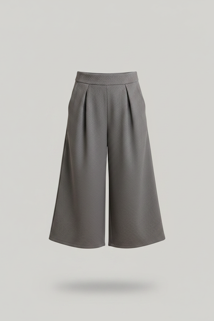 Pantalon À Pince Gris Ample Plissé Décontracté Fille - Gabardine - vue 3