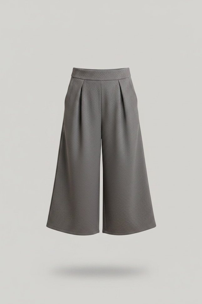 Pantalon À Pince Gris Ample Plissé Décontracté Fille - Gabardine - vue 3
