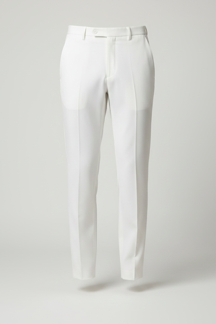 Pantalon À Pince Blanc Droit Homme Formel Élégant - Polyester - vue 3