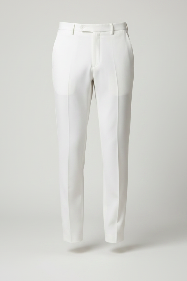 Pantalon À Pince Blanc Droit Homme Formel Élégant - Polyester - vue 3