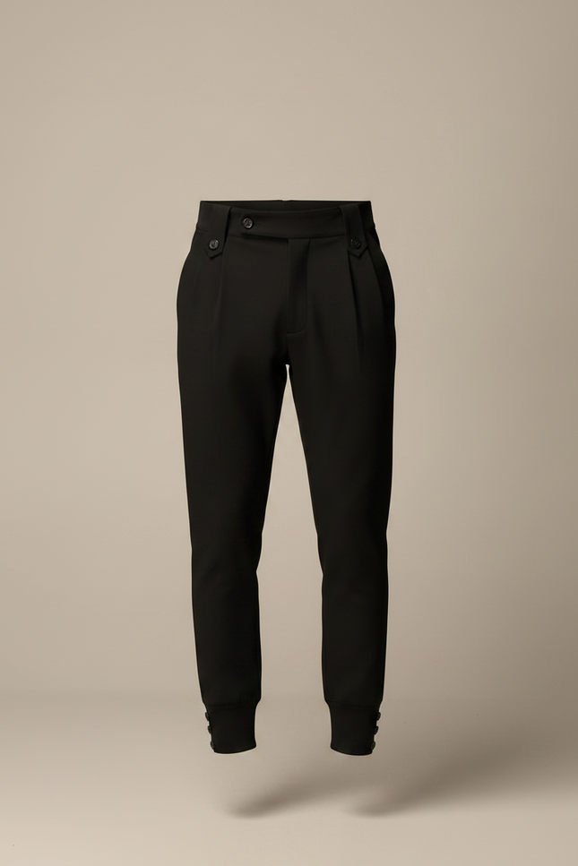 Pantalon À Pince Noir Plissé Élégant Homme - Gabardine - vue 3