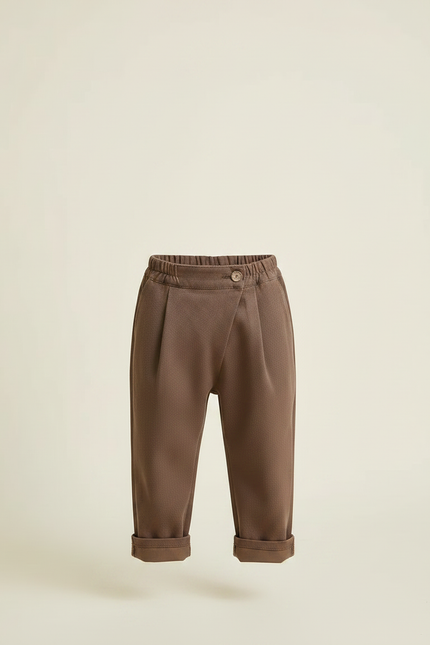 Pantalon À Pince Marron Ample Décontracté Enfant - Gabardine - vue 3