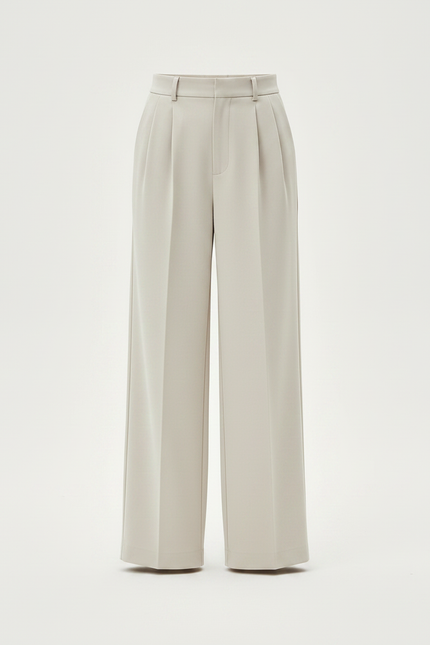 Pantalon À Pince Beige Ample Plissé Décontracté Élégant - Polyester - vue 3