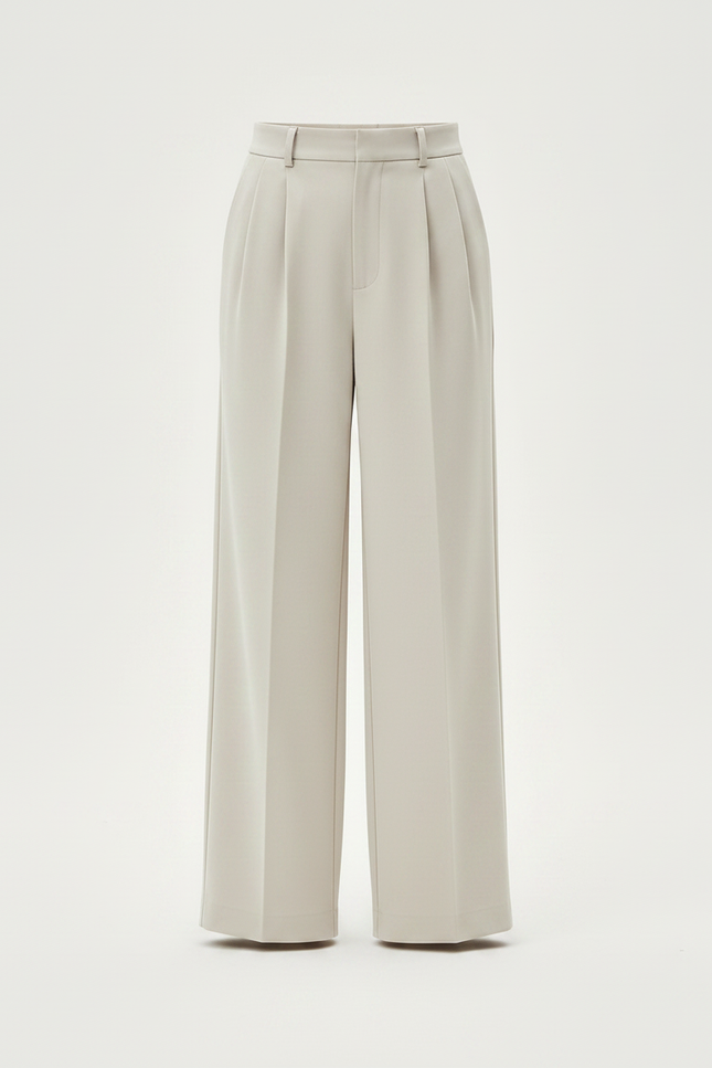 Pantalon À Pince Beige Ample Plissé Décontracté Élégant - Polyester - vue 3