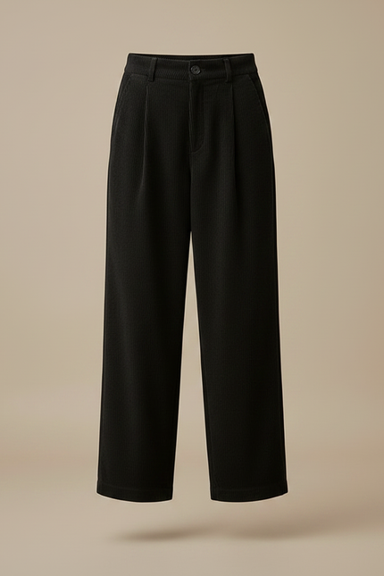 Pantalon À Pince Noir Côtelé Ample Décontracté Vintage - Cordé - vue 3