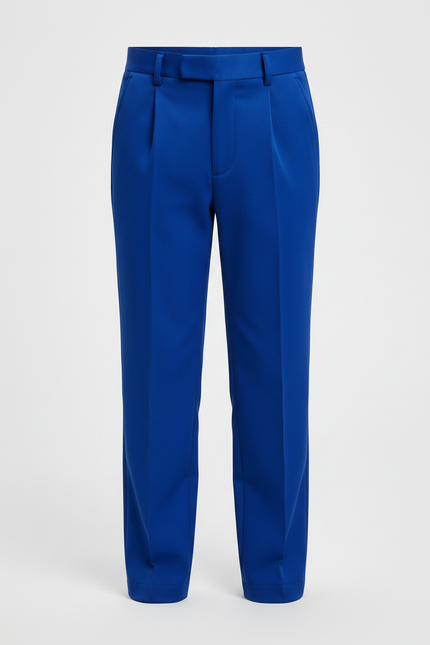 Pantalon À Pince Bleu Royal Plissé Droit Enfant - Gabardine - vue 3