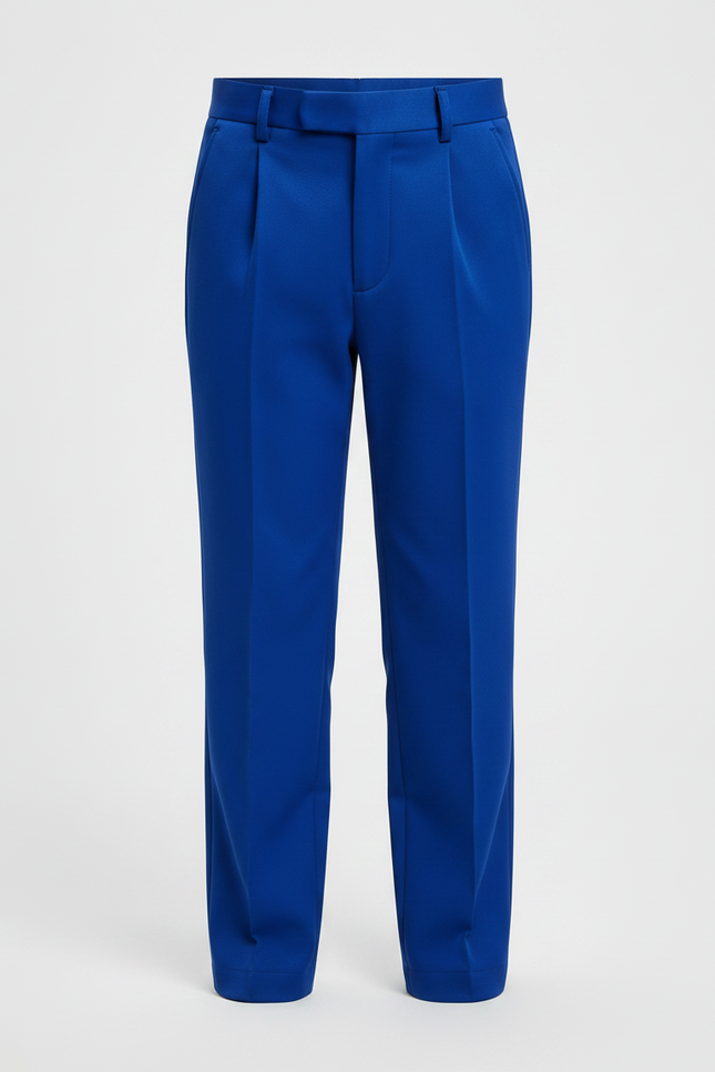 Pantalon À Pince Bleu Royal Plissé Droit Enfant - Gabardine - vue 3