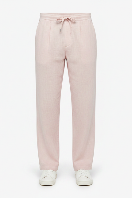 Pantalon À Pince Rose Pâle - Lin - vue 3