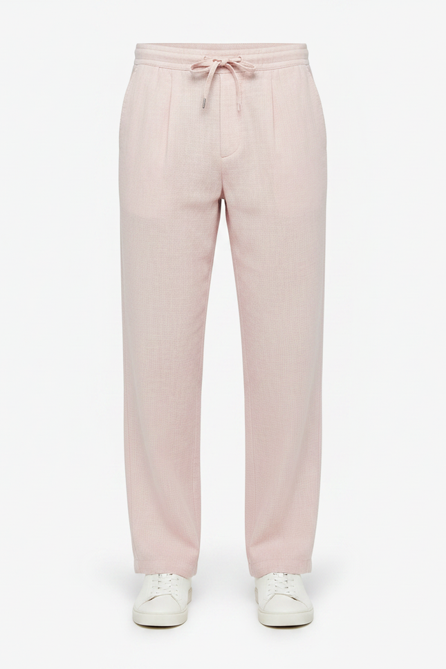 Pantalon À Pince Rose Pâle - Lin - vue 3