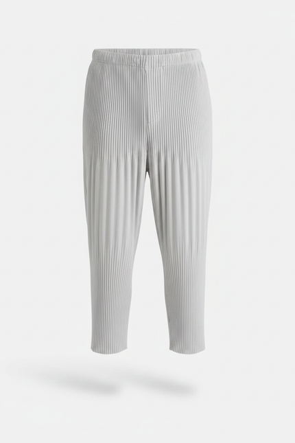 Pantalon À Pince Gris Plissé Ample Décontracté Fluide - Polyester - vue 3