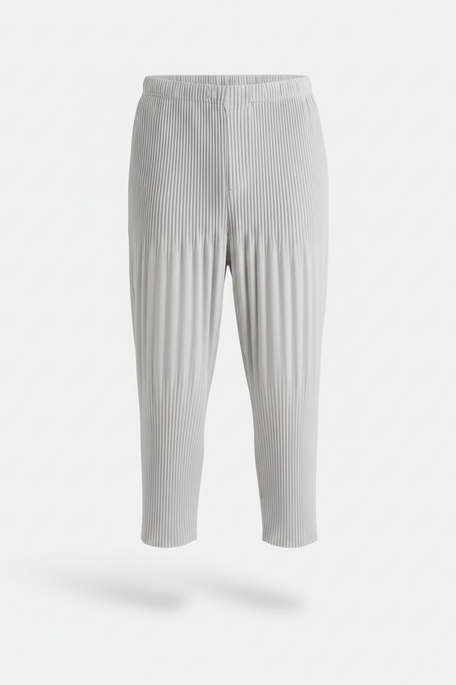 Pantalon À Pince Gris Plissé Ample Décontracté Fluide - Polyester - vue 3