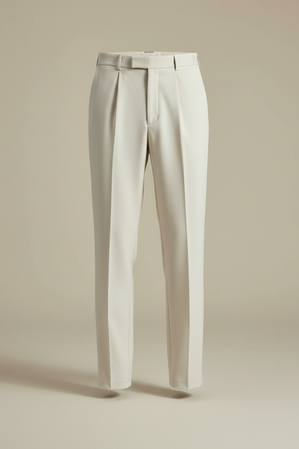 Pantalon À Pince Crème Ample Plissé Décontracté Homme - Beige Gabardine - vue 3