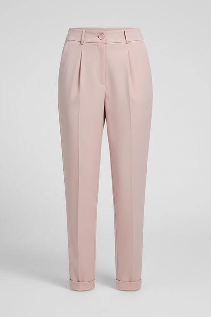 Pantalon À Pince Rose Poudré Taille Haute Décontracté - Polyester - vue 3