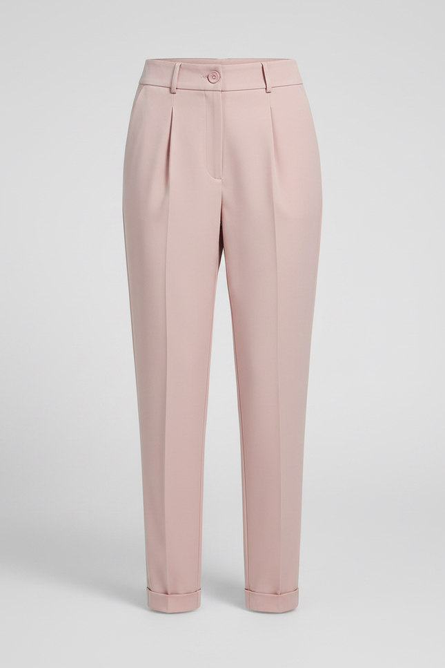 Pantalon À Pince Rose Poudré Taille Haute Décontracté - Polyester - vue 3