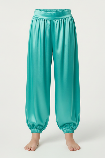Pantalon À Pince Satiné Turquoise Ample Enfant - Bleu - vue 3