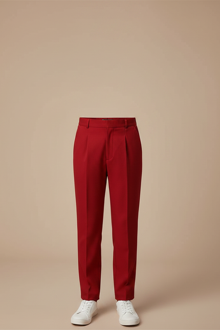 Pantalon À Pince Rouge Droit Élégant Garçon - Gabardine - vue 3