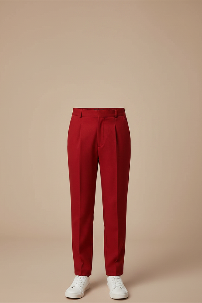 Pantalon À Pince Rouge Droit Élégant Garçon - Gabardine - vue 3