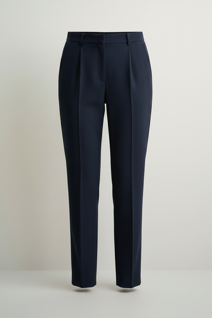Pantalon À Pince Bleu Marine Taille Haute Élégant Femme - Gabardine - vue 3