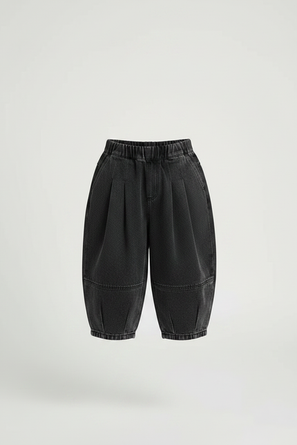 Pantalon À Pince Noir Ample Plissé Décontracté Garçon - Jean - vue 3