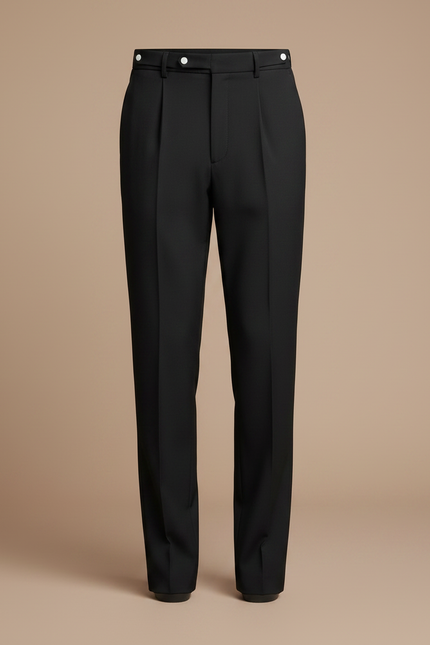 Pantalon À Pince Noir Plissé Élégant Classique Homme - Gabardine - vue 3
