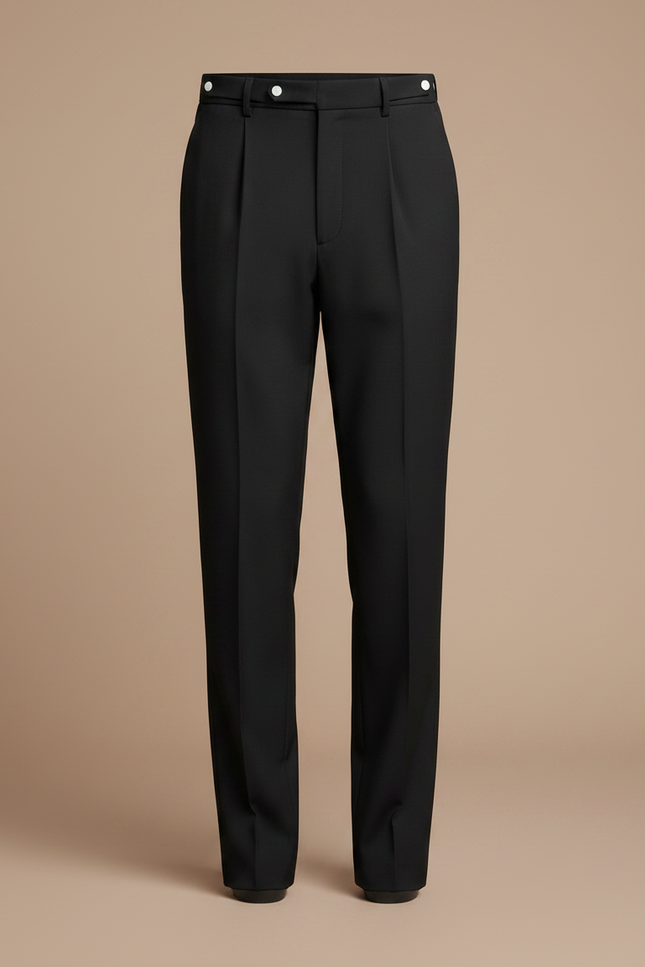 Pantalon À Pince Noir Plissé Élégant Classique Homme - Gabardine - vue 3