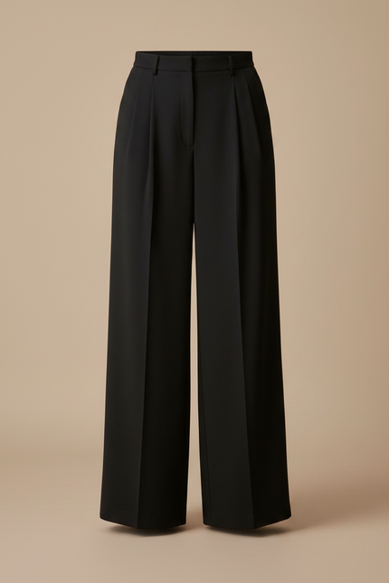 Pantalon À Pince Noir Ample Fluide Élégant Femme - Polyester - vue 3