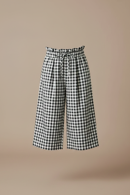 Pantalon À Pince Vichy Fluide Ample Fille - Imprimé Viscose - vue 3