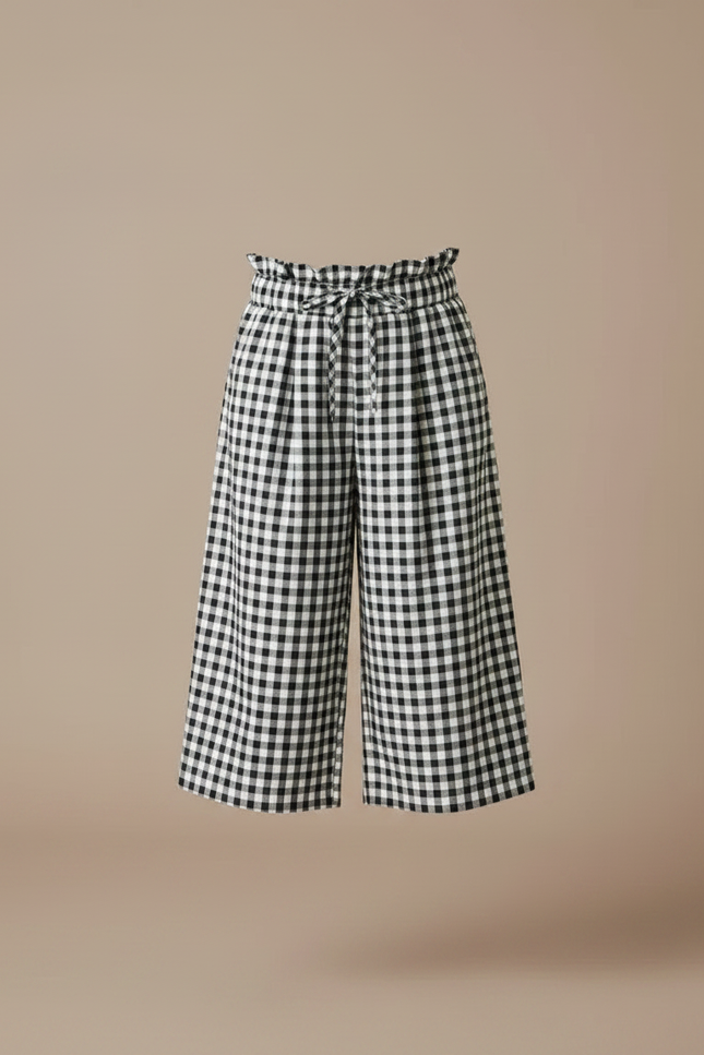 Pantalon À Pince Vichy Fluide Ample Fille - Imprimé Viscose - vue 3