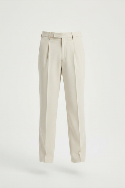 Pantalon À Pince Beige Plissé Ample Enfant Classique - Gabardine - vue 3