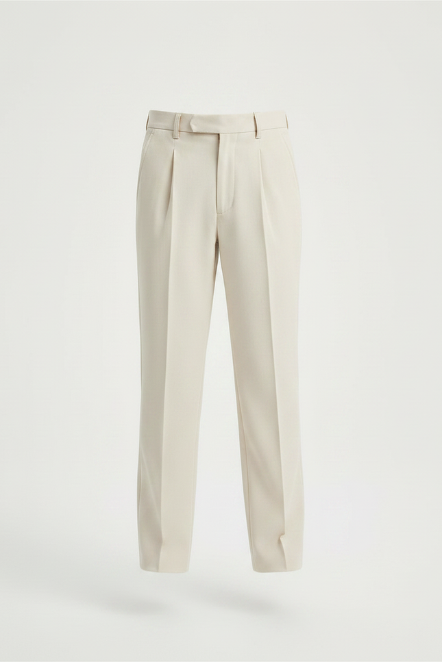 Pantalon À Pince Beige Plissé Ample Enfant Classique - Gabardine - vue 3