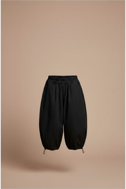 Pantalon À Pince Noir Ample Coton Enfant Décontracté - vue 3