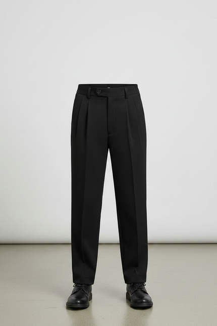 Pantalon À Pince Noir Plissé Droit Enfant Élégant - Gabardine - vue 3
