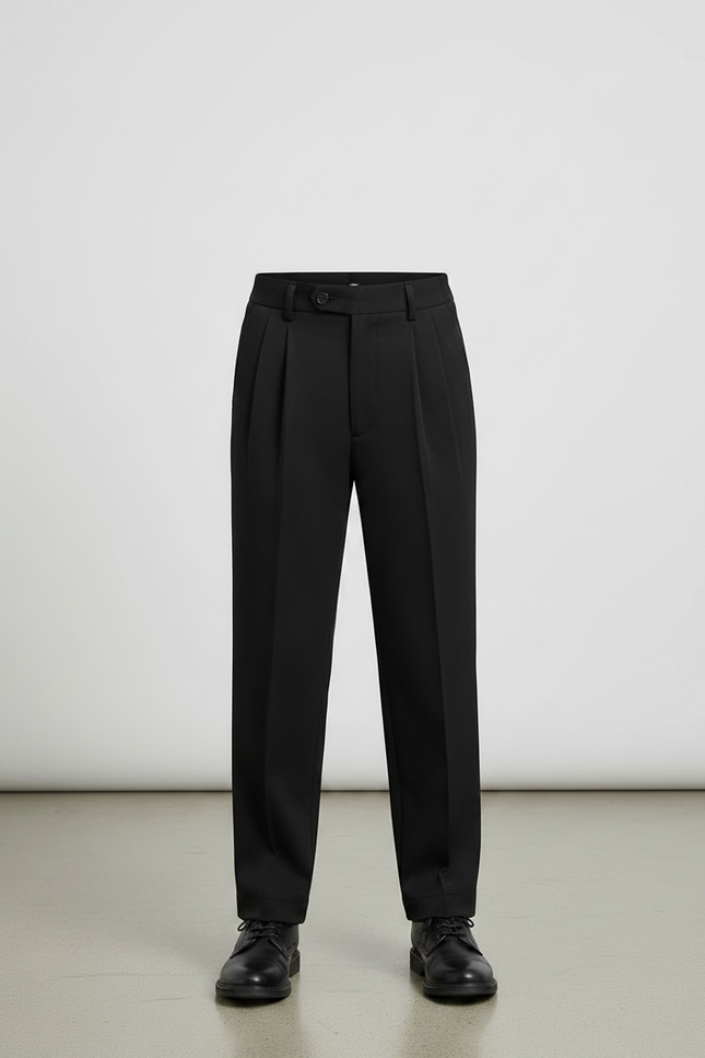Pantalon À Pince Noir Plissé Droit Enfant Élégant - Gabardine - vue 3