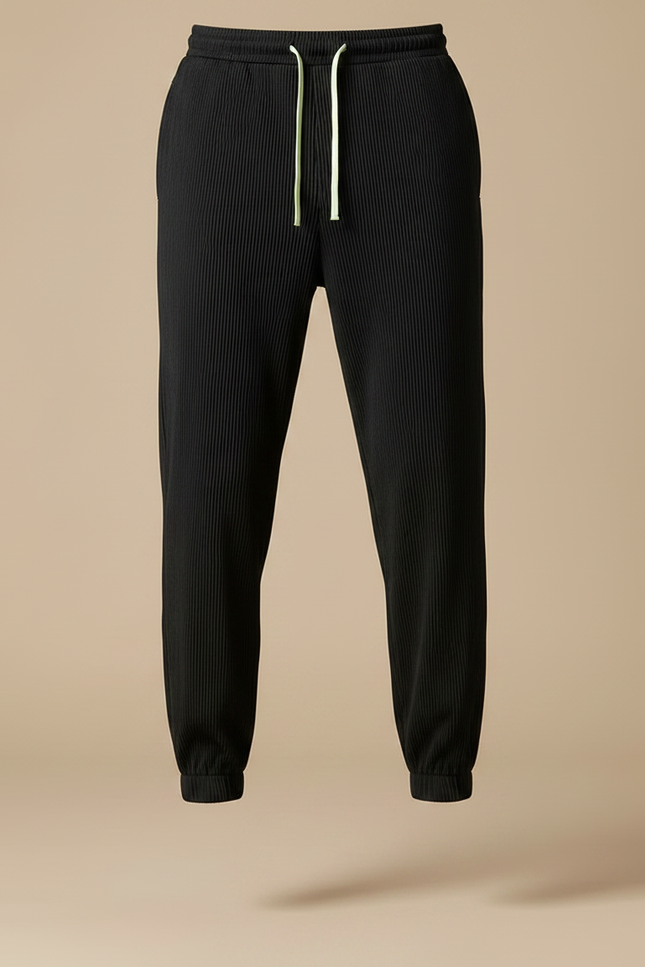 Pantalon À Pince Noir Plissé Ample Léger Fluide - Polyester - vue 3