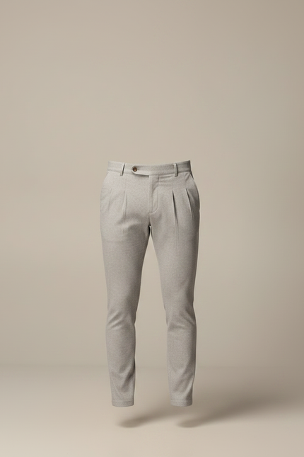 Pantalon À Pince Gris Clair Slim Plissé Homme Élégant - Gabardine - vue 3