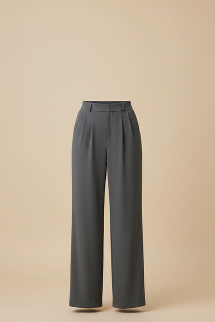 Pantalon À Pince Gris Ample Droit Fluide Élégant - Polyester - vue 3