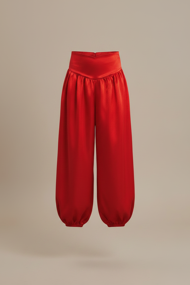 Pantalon À Pince Rouge Satiné Ample Enfant Danse - vue 3