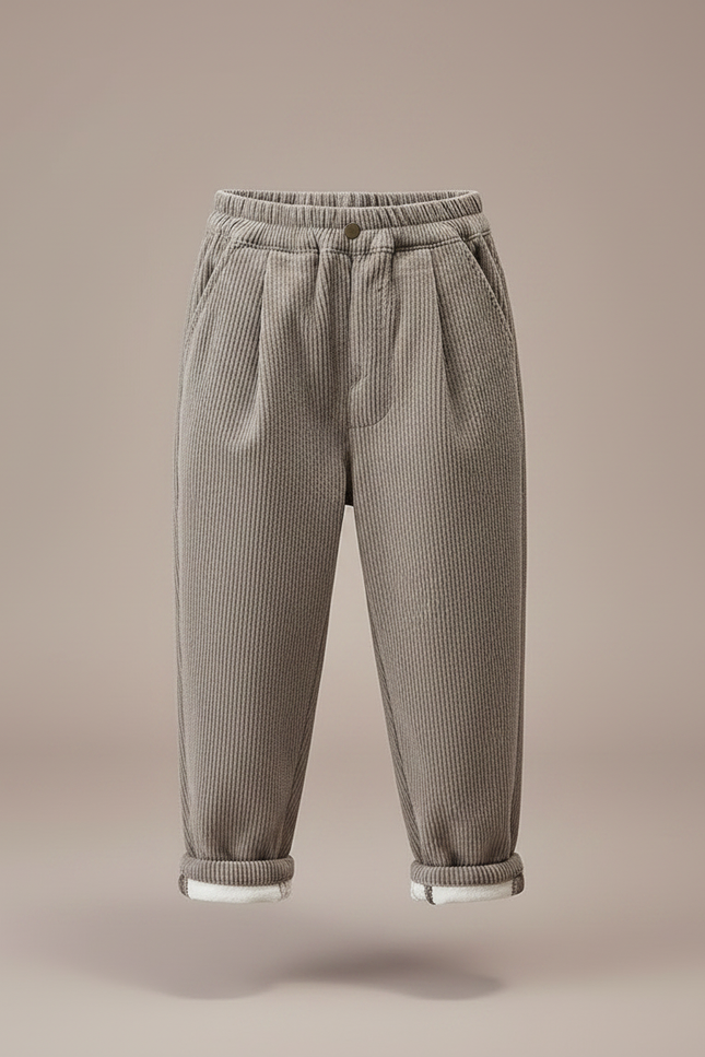 Pantalon À Pince Côtelé Ample Chaud Enfant - Gris Cordé - vue 3