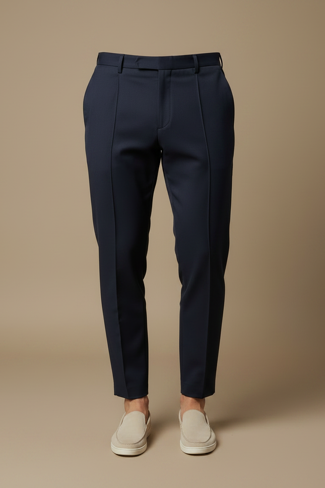 Pantalon À Pince Bleu Marine Élégant Droit Homme - Gabardine - vue 3