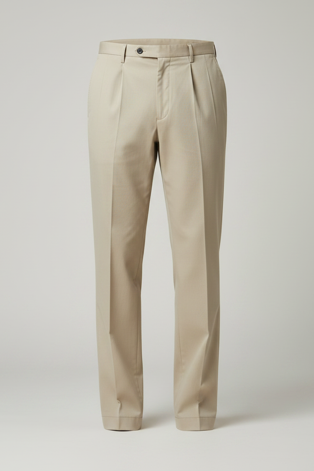 Pantalon À Pince Italien Homme - Beige Gabardine - vue 3