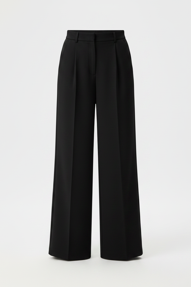 Pantalon À Pince Noir Droit Ample Fluide Fille - Polyester - vue 3