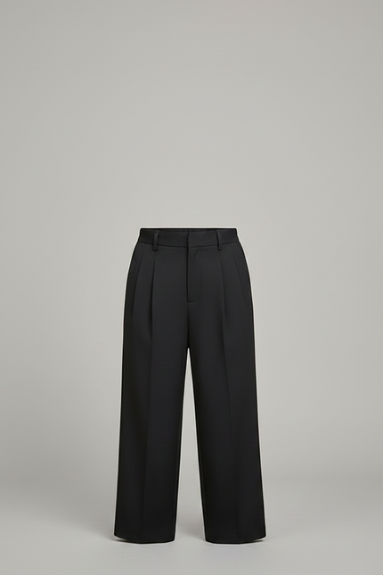 Pantalon À Pince Noir Plissé Ample Enfant Élégant - Gabardine - vue 3