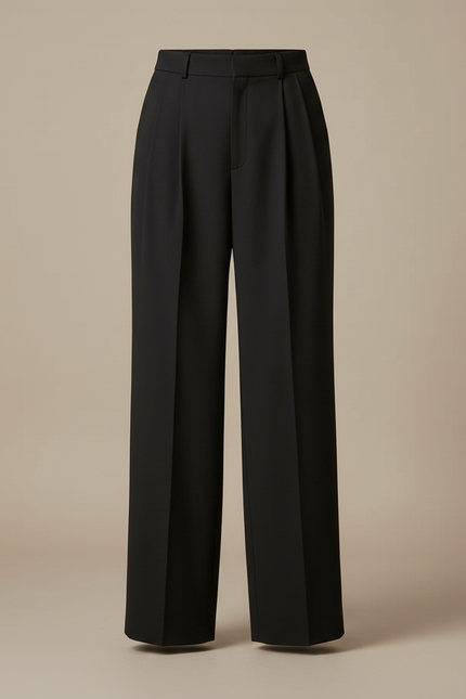 Pantalon À Pince Noir Ample Plissé Taille Haute - Gabardine - vue 3