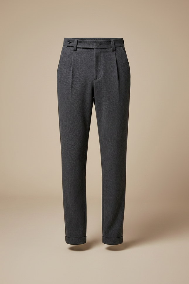 Pantalon À Pince Gris Foncé Laine Droit Décontracté Homme - vue 3