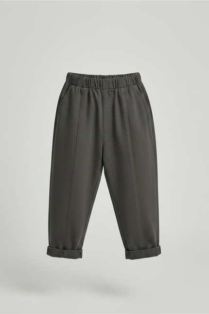 Pantalon À Pince Gris Ample Enfant Coton Décontracté - Molleton - vue 3