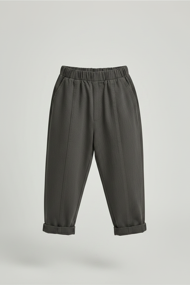 Pantalon À Pince Gris Ample Enfant Coton Décontracté - Molleton - vue 3