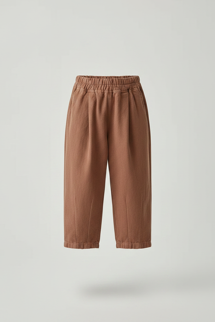 Pantalon À Pince Marron Coton Plissé Ample Enfant - vue 3